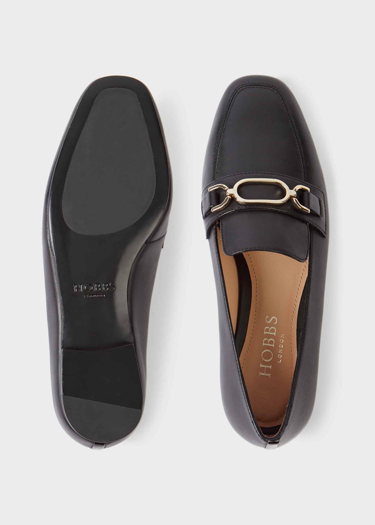 Alexia Leather Flat Shoes, Black, hi-res