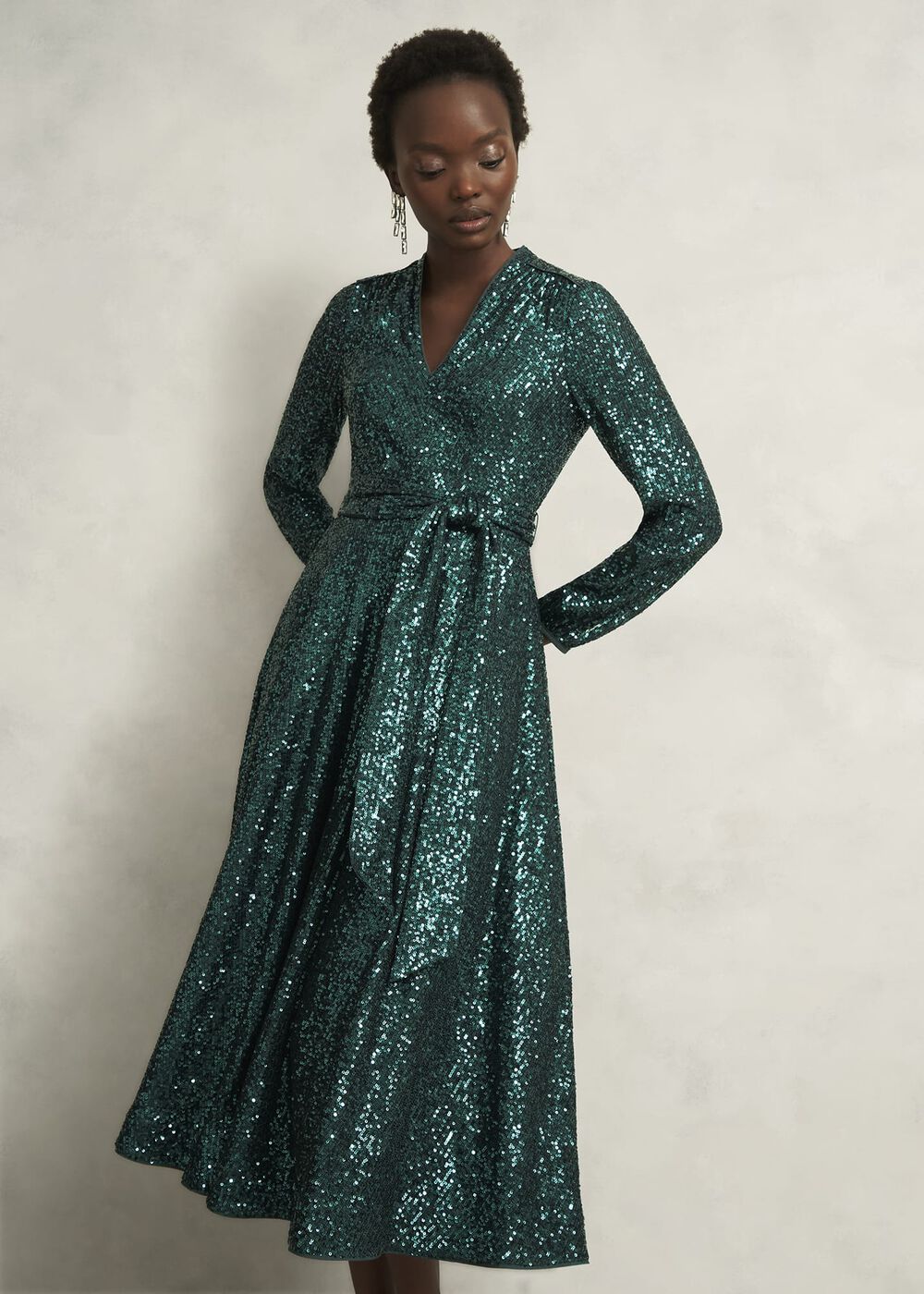 Meadow Sequin Dress, Evergreen, hi-res