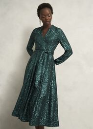 Meadow Sequin Dress, Evergreen, hi-res