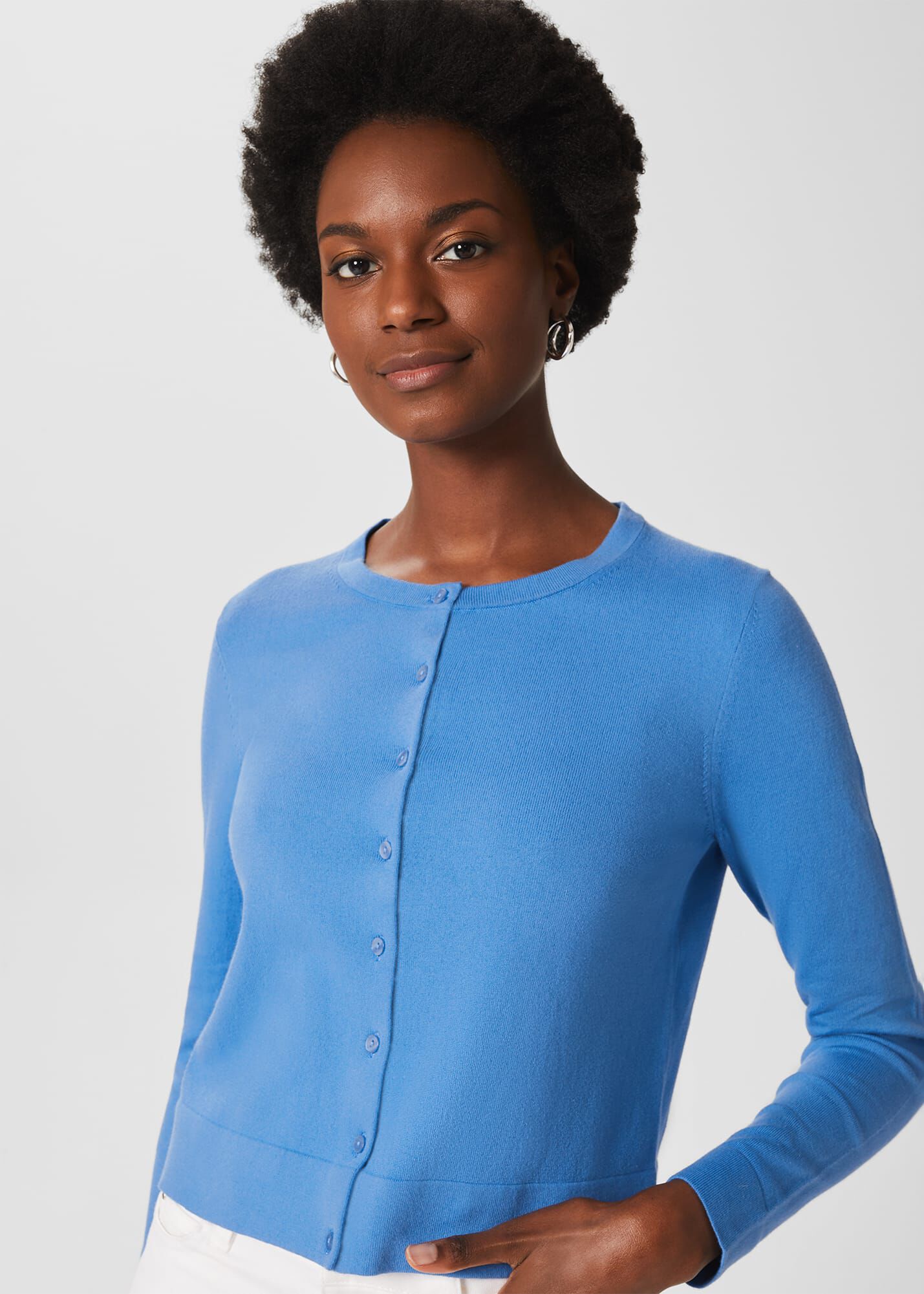 Hobbs marley top cardigan azure blue