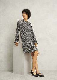Hewlett Geo Mini Dress, Black Cream, hi-res