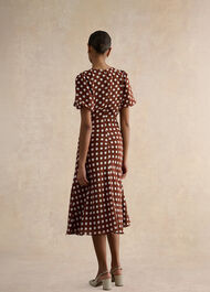 Dorothy Spot Midi Dress, Brown Ivory, hi-res