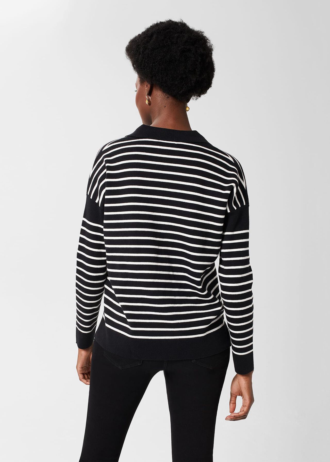 Karissa Cotton Striped Sweater, Black Ivory, hi-res