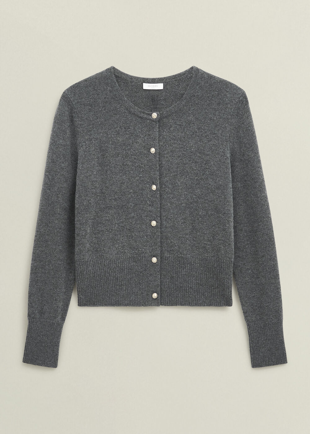 Lulah Wool Blend Fur Collar Knitted Cardigan, Charcoal Grey, hi-res