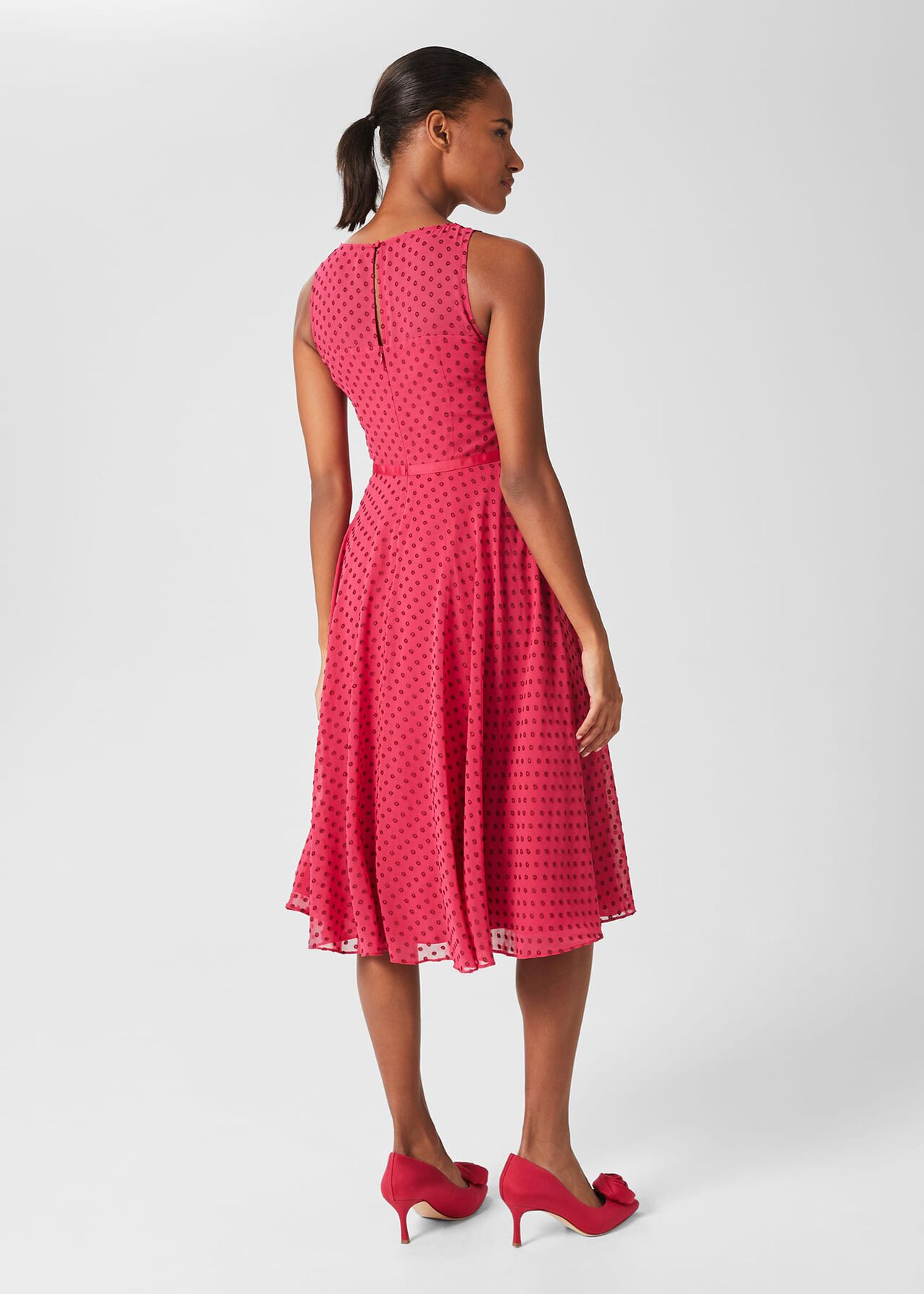 Della Spot Fit And Flare Dress, Fuchsia Pink, hi-res