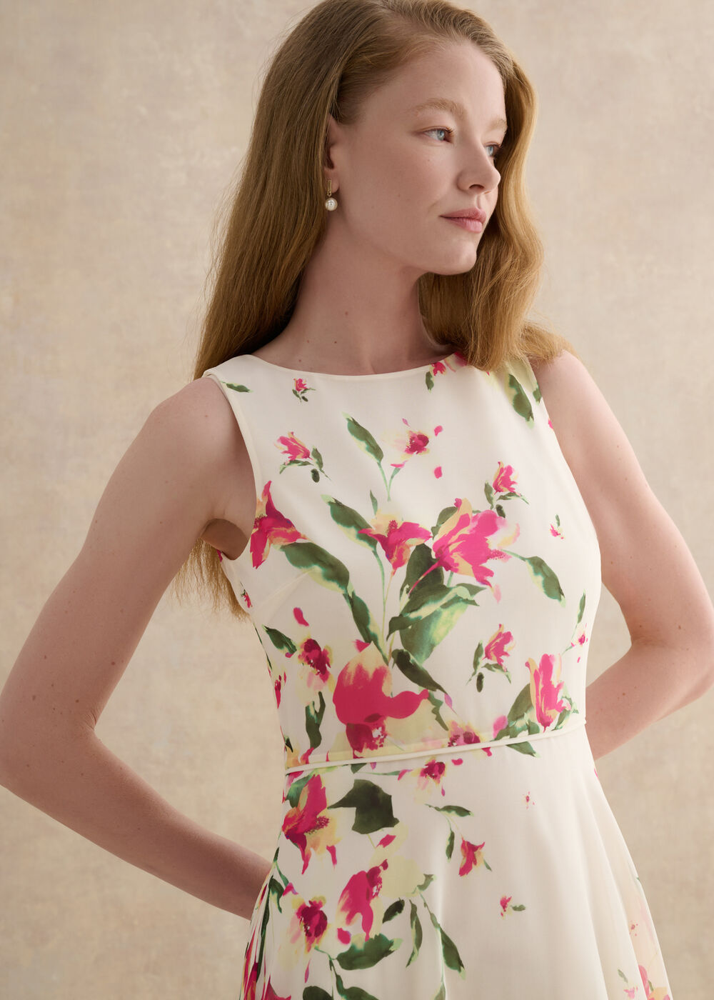 Carly Floral Dress, Cream Multi, hi-res