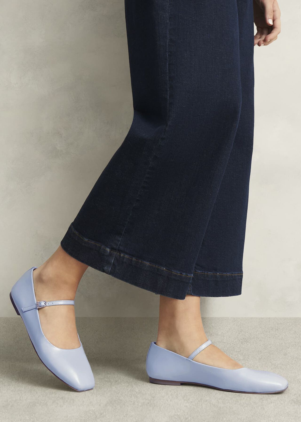 Leather Chrissy Mary Janes, Pale Blue, hi-res