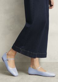 Leather Chrissy Mary Janes, Pale Blue, hi-res
