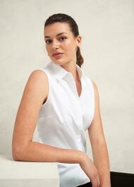 Vic Sleeveless Shirt , White, hi-res