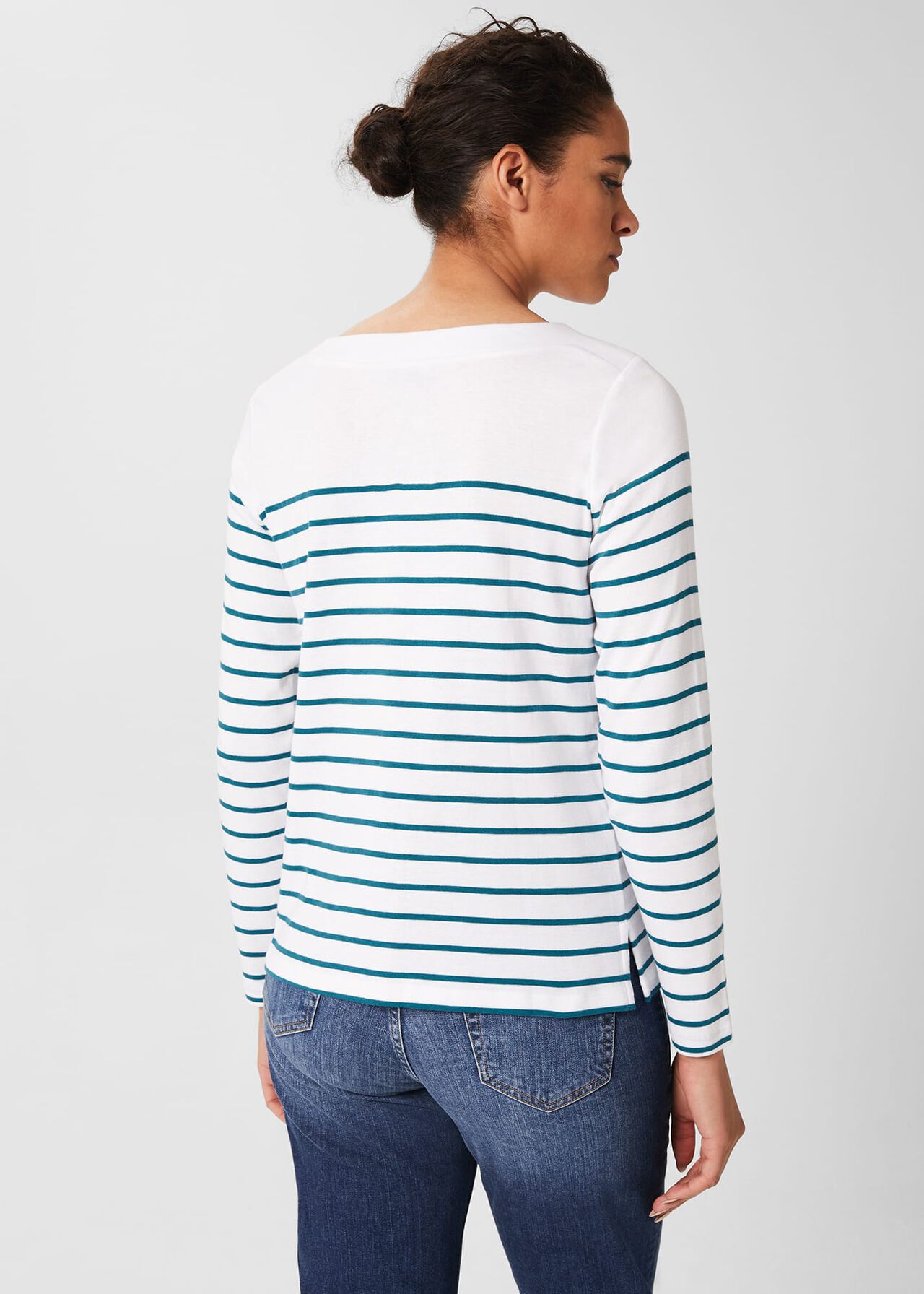 Constance Cotton Striped Top, White Blue, hi-res