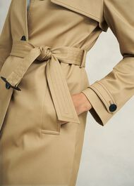 Hallie Shower Resistant Trench Coat, Fawn Beige, hi-res