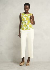 Maddy Cotton Printed Top, Ivory Multi, hi-res