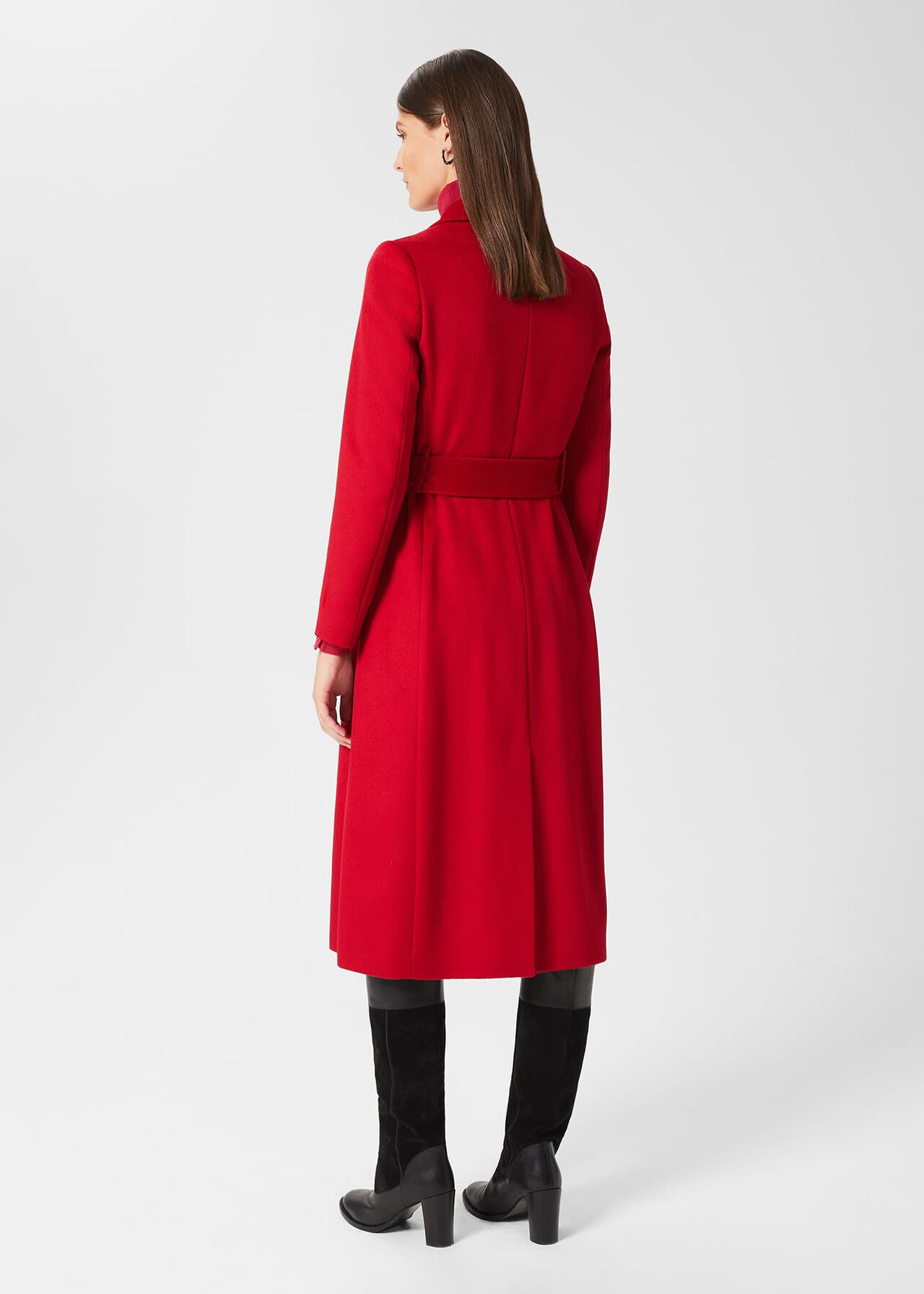 Olivia Wool Wrap Coat, Red, hi-res