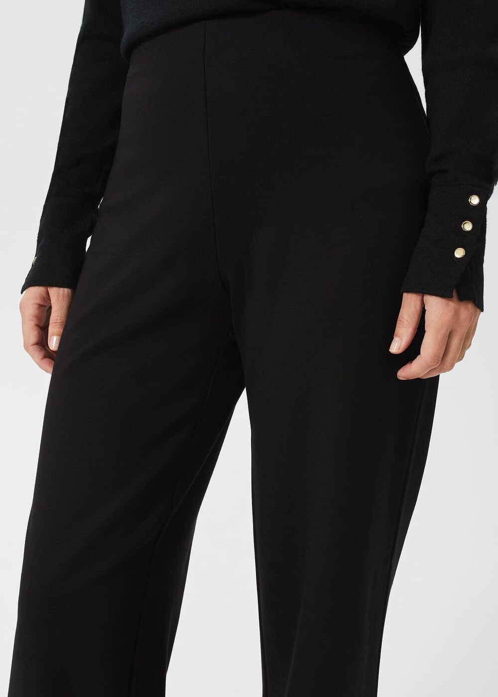 Petite Pippa Jersey Wide Leg Trousers, Black, hi-res