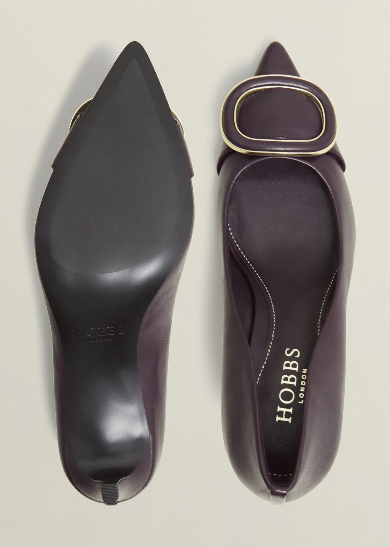 Martie Leather Court Shoes, Malbec Purple, hi-res