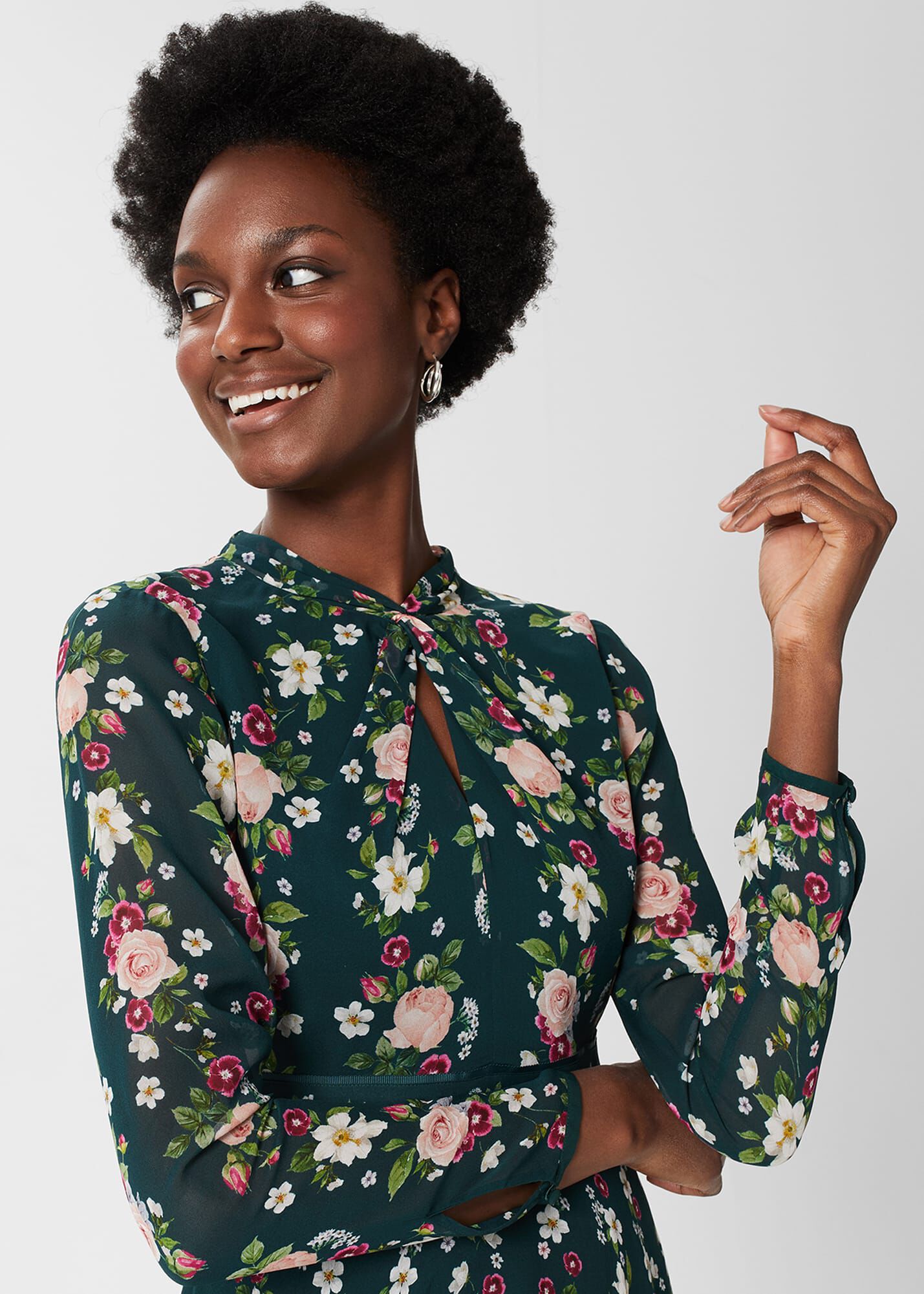 Black silk cheap floral dress