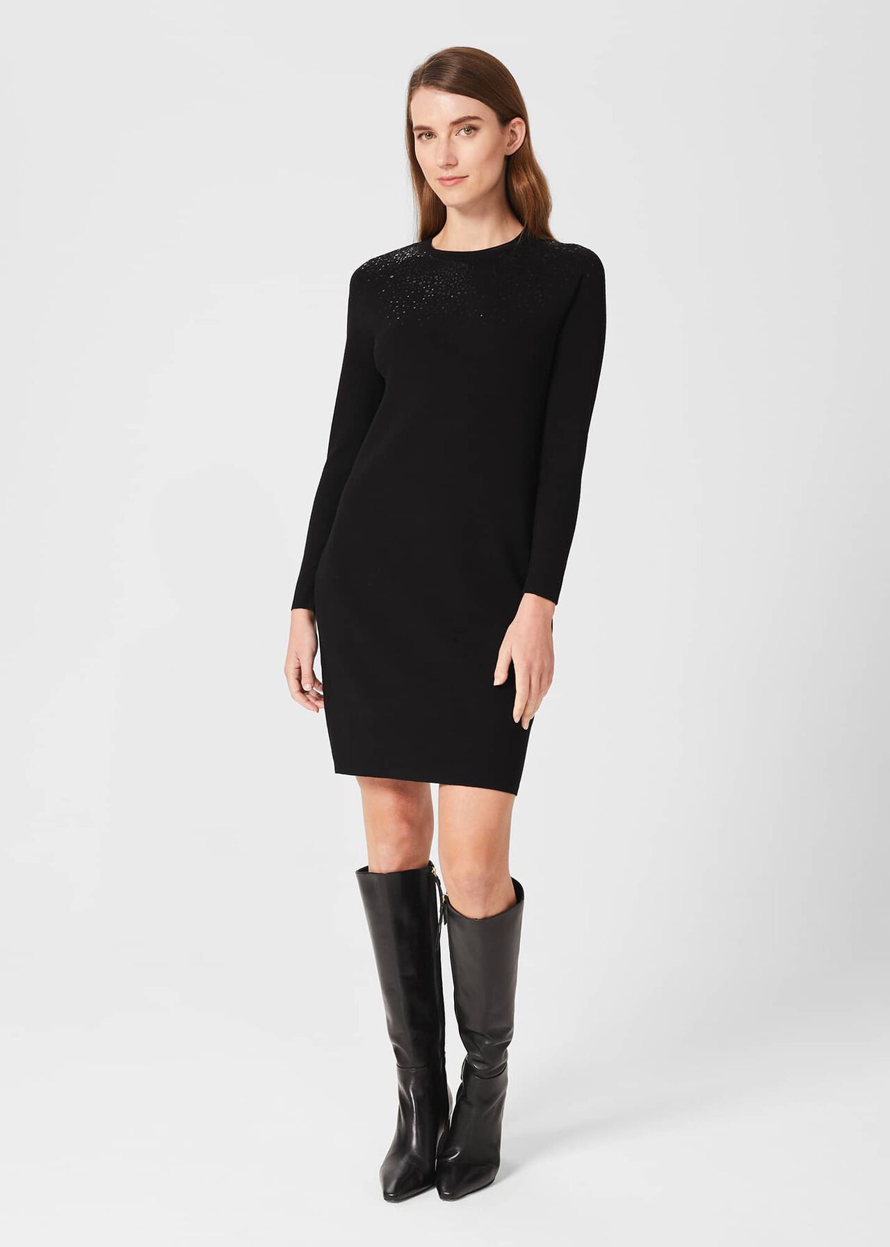 Viviene Knitted Dress, Black, hi-res