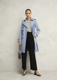 Skylar Shower Resistant Trench Coat, Pale Blue, hi-res
