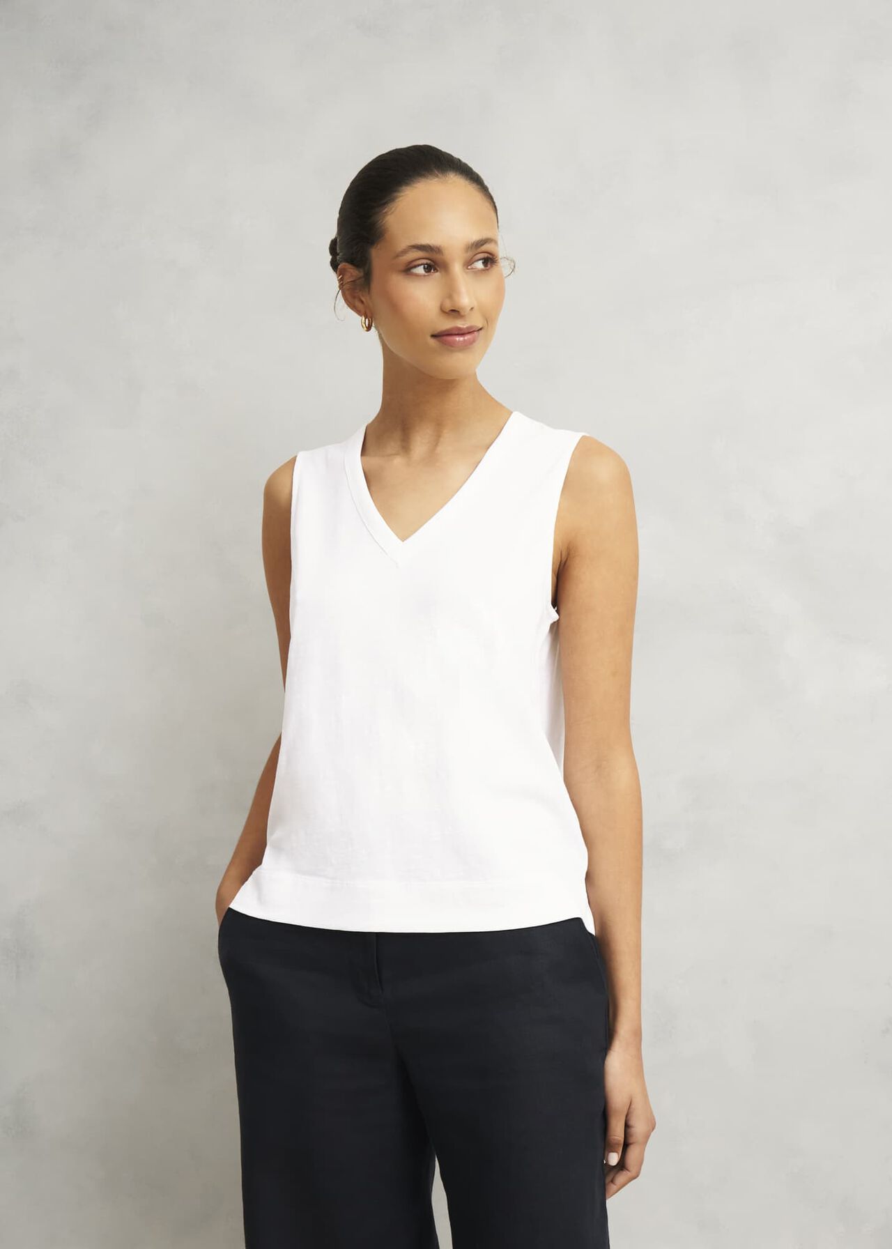 Lilla Cotton Slub Tank, White, hi-res