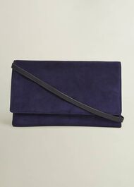 Renata Suede Clutch Bag, Midnight, hi-res