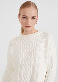 Corina Cotton Cable Jumper, Ivory, hi-res