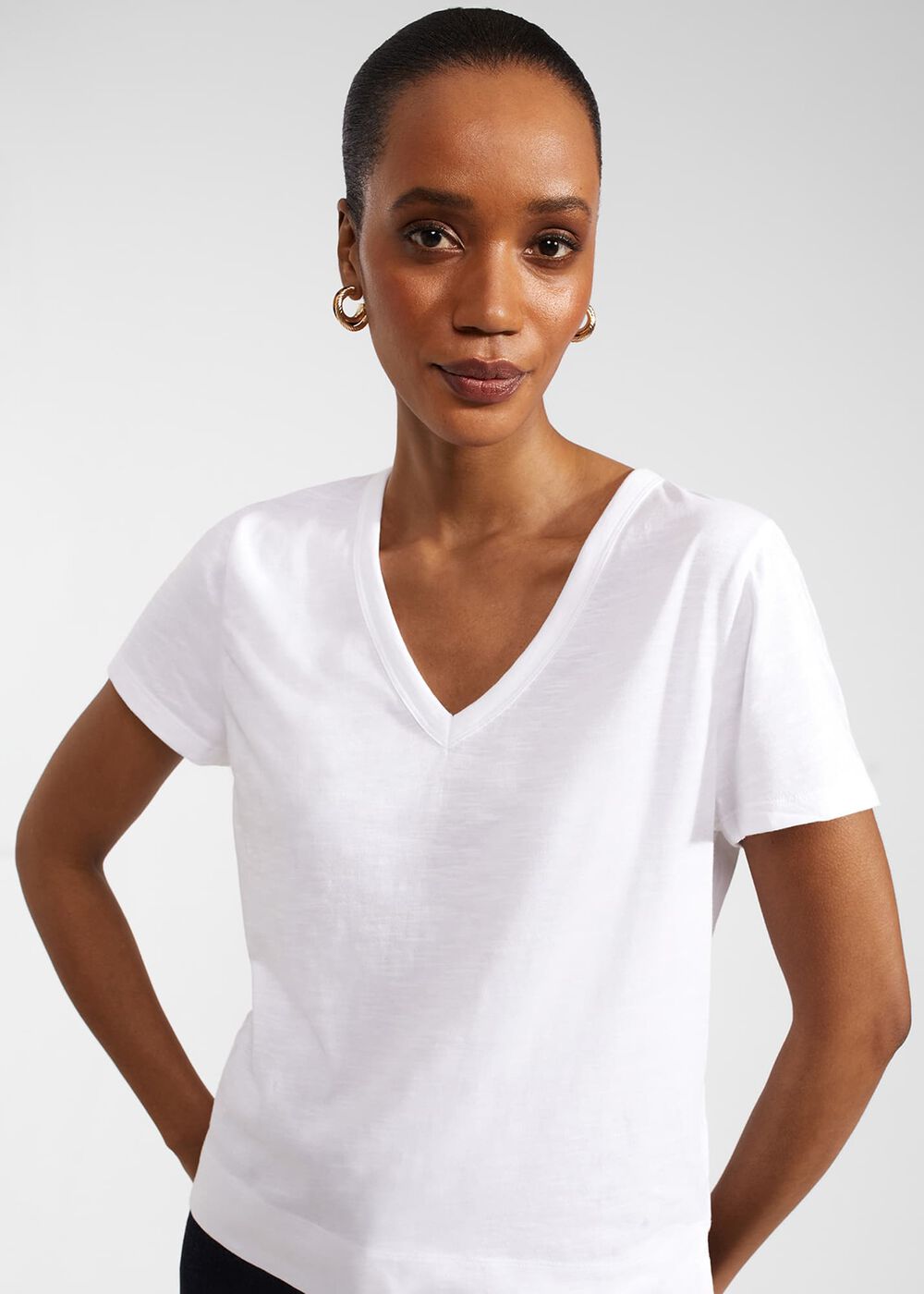 Arianna Cotton Slub T-Shirt, White, hi-res