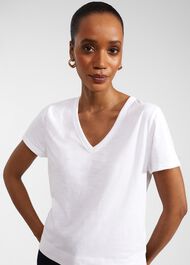 Arianna Cotton Slub T-Shirt, White, hi-res