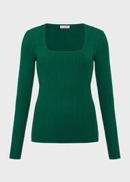 Bethan Knitted Top, Evergreen, hi-res