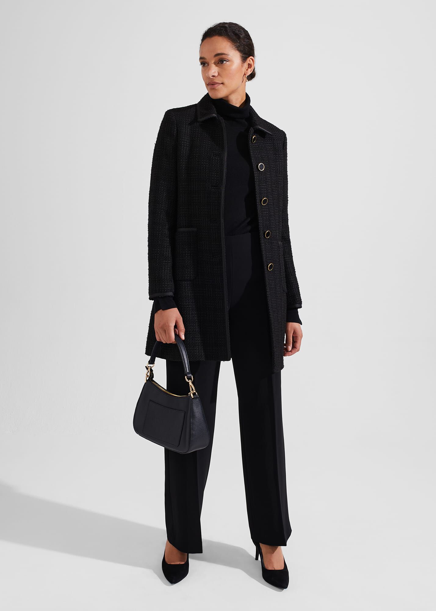 Hobbs black wool coat clearance