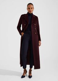 Bianca Maxi Wool Coat, Aubergine, hi-res