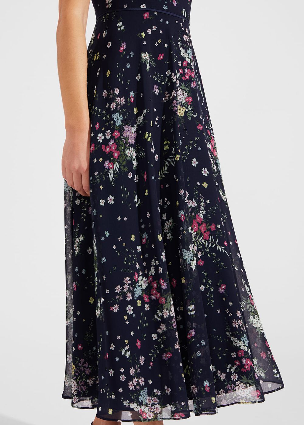 Petite Carly Floral Fit And Flare Dress, Navy Multi, hi-res