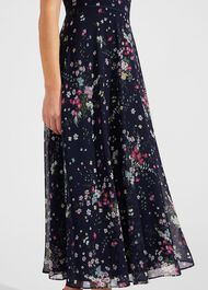 Petite Carly Floral Fit And Flare Dress, Navy Multi, hi-res