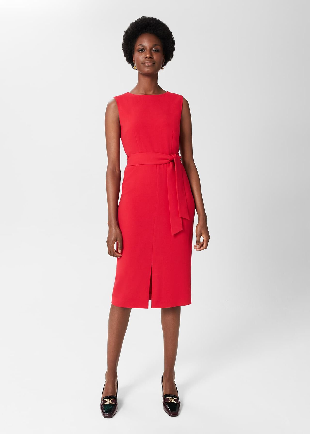 Alva Belted Dress, Poppy Red, hi-res