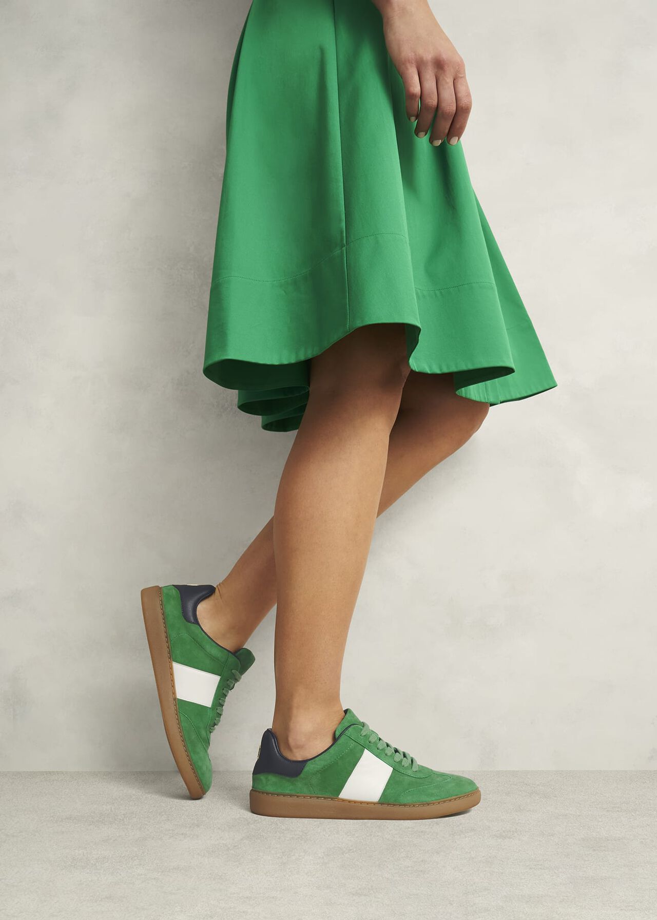 Etta Suede Trainers, Green Multi, hi-res