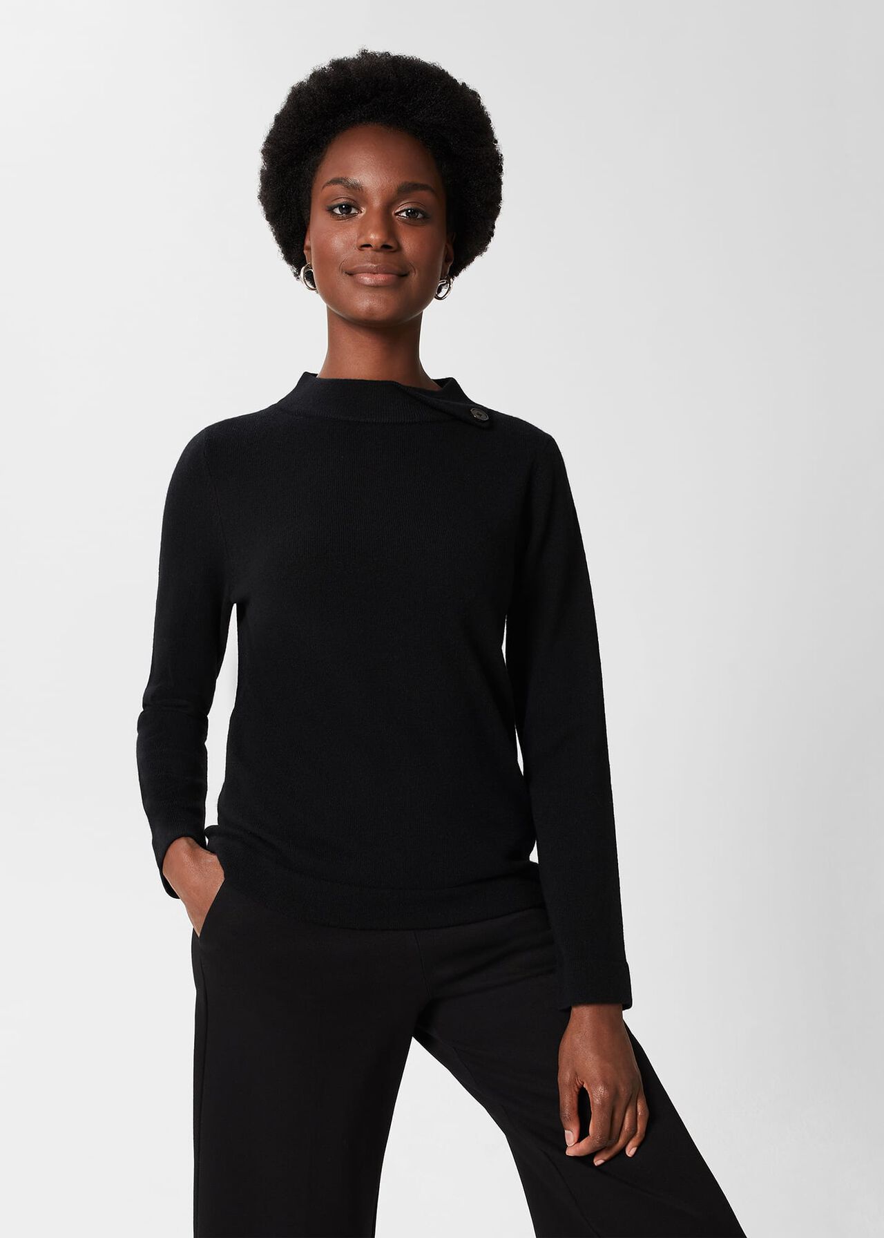 Talia Wool Cashmere Jumper, Black, hi-res