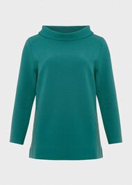Betsy Textured Top With Cotton , Ocean Green, hi-res