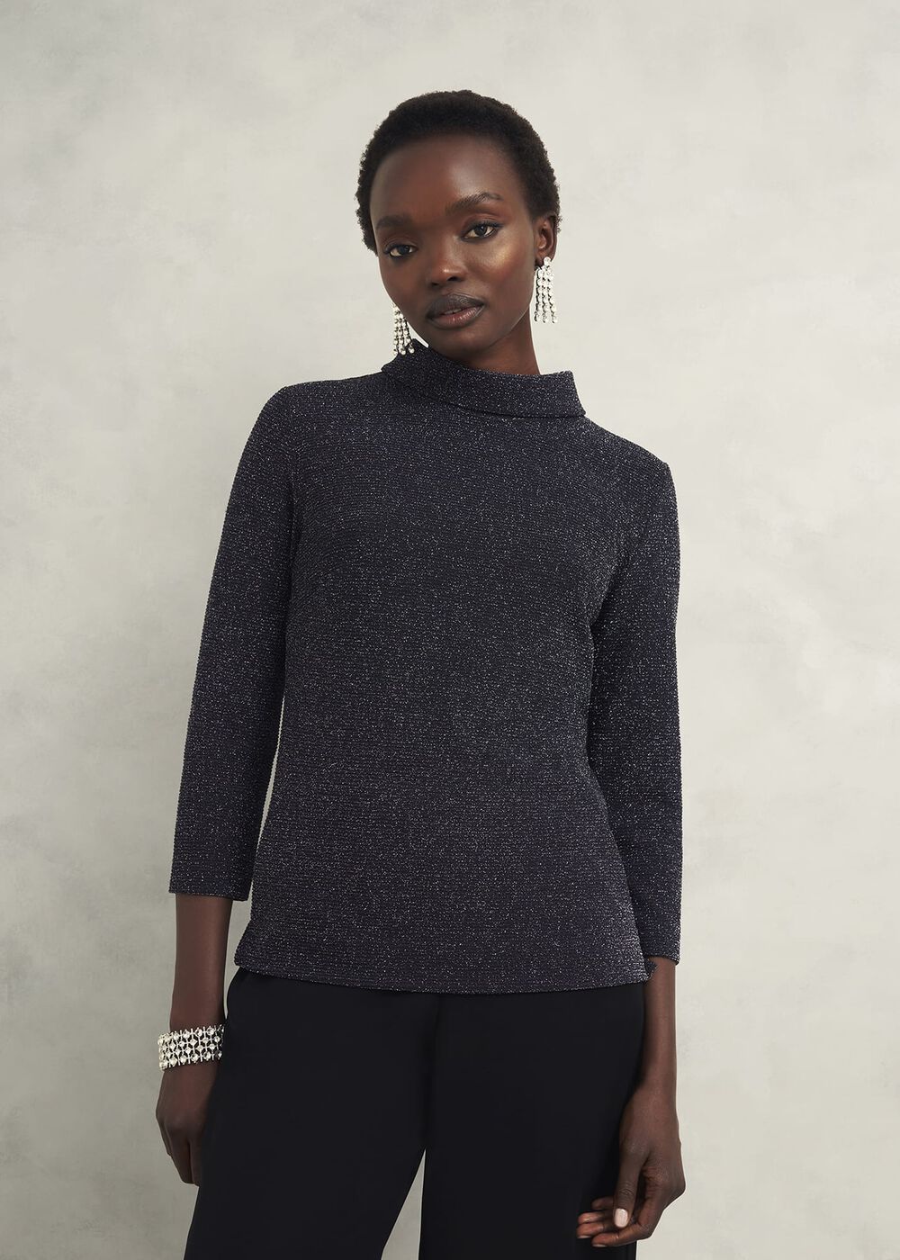 Tali Sparkle Top, Black Silver, hi-res