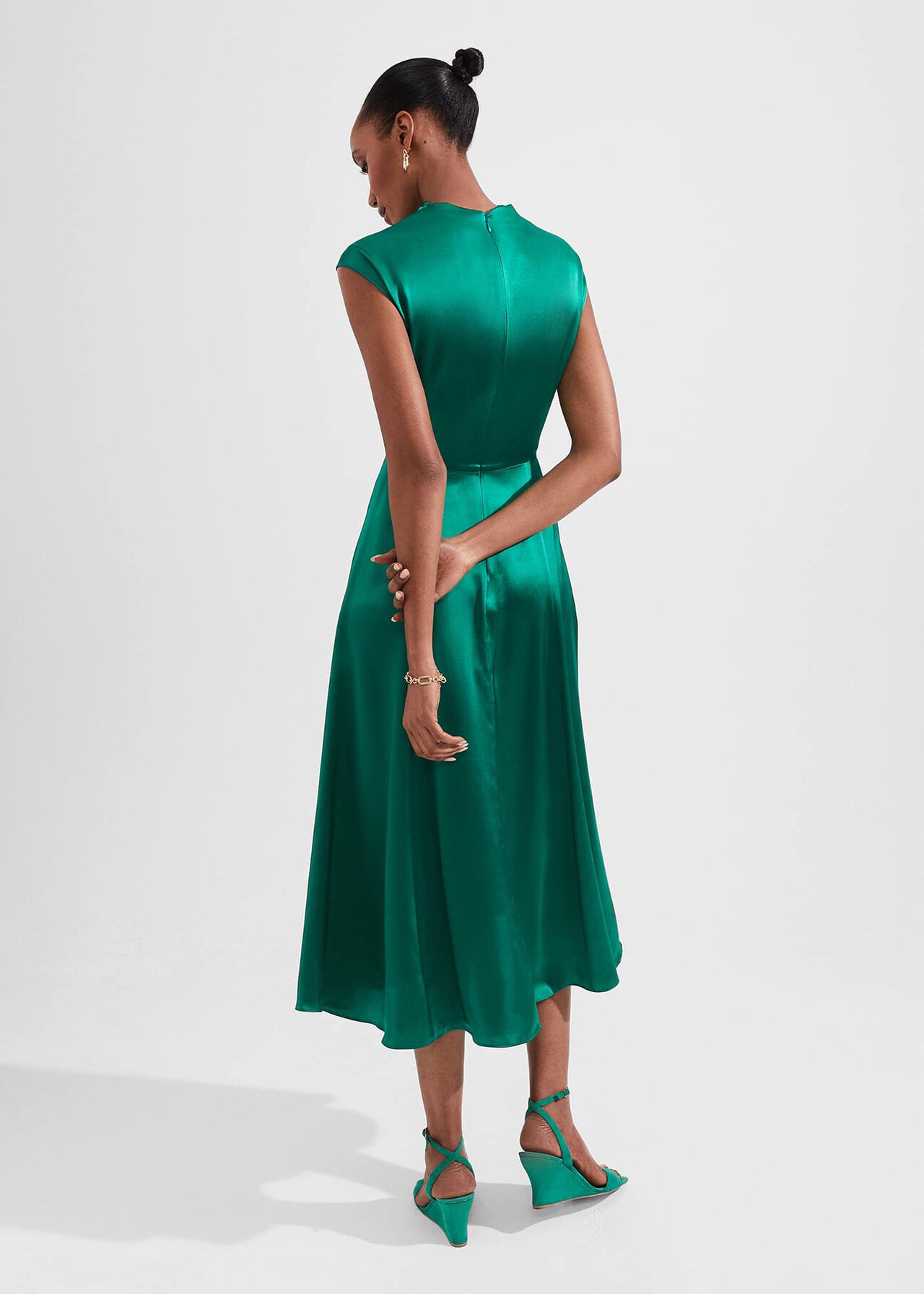 Charlize Silk Dress, Meadow Green, hi-res