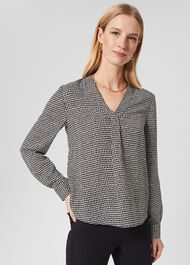 Emery Blouse, Navy Ivory, hi-res