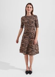 Madison Knitted Dress, Black Camel, hi-res