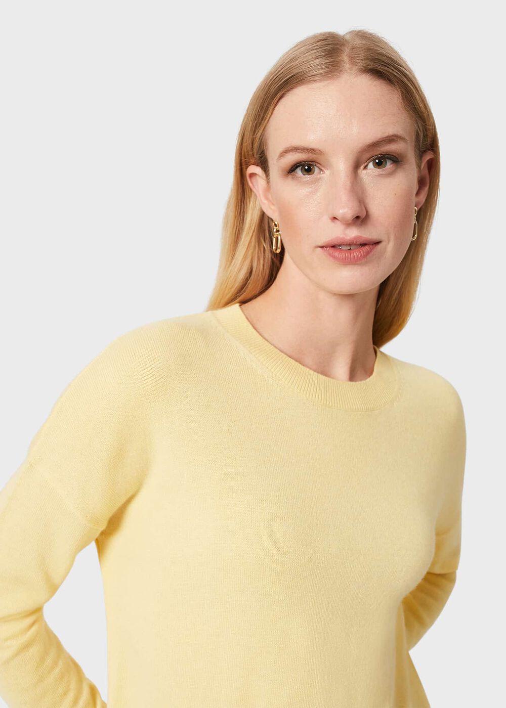 Lydia Button Jumper With Cashmere, Lemon Zest, hi-res