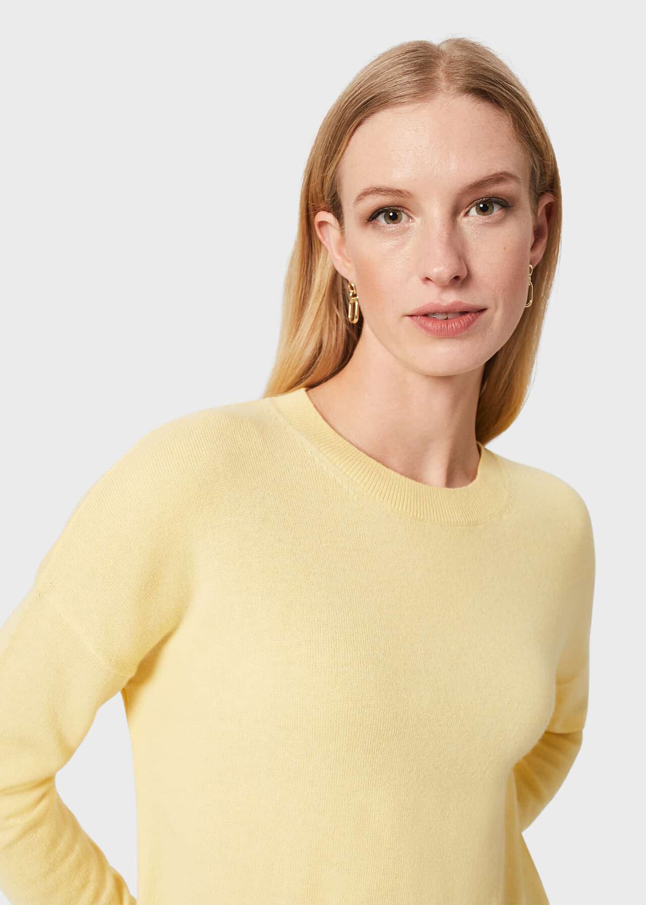 Lydia Button Jumper With Cashmere, Lemon Zest, hi-res