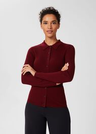 Vera Merino Wool Shirt, Burgundy, hi-res