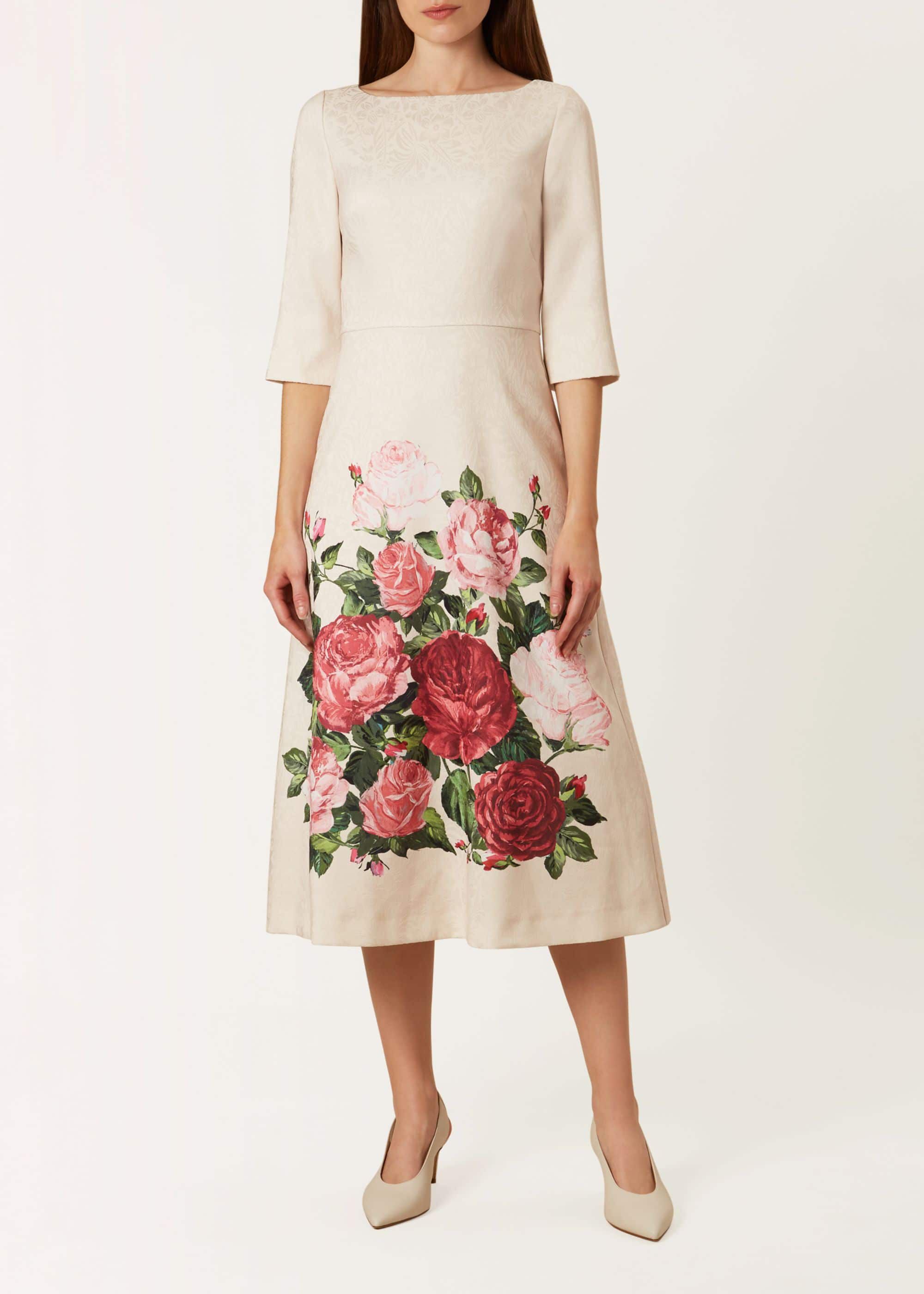 hobbs multi painted rose dress
