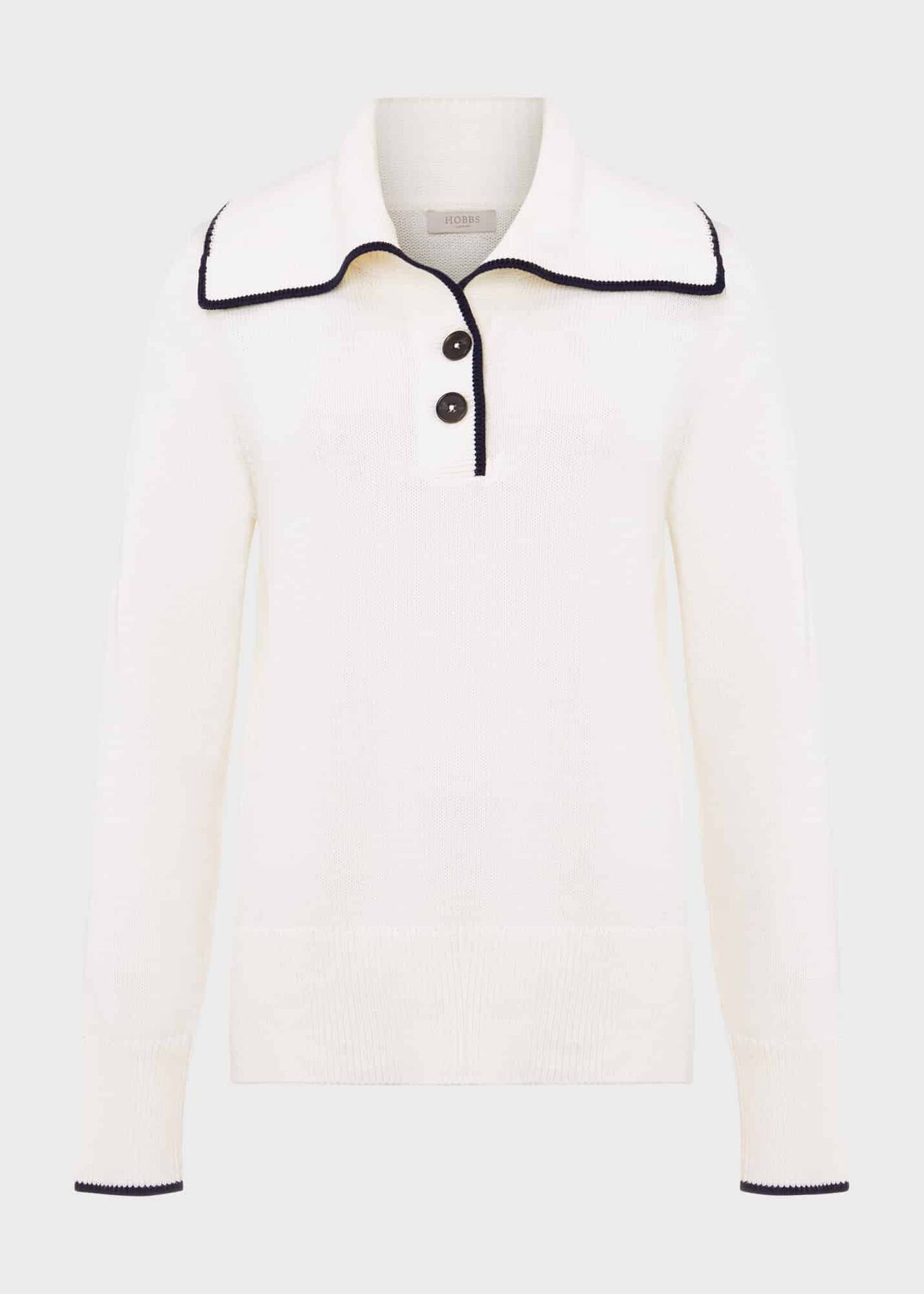 Martha Cotton Jumper, Ivory Navy, hi-res