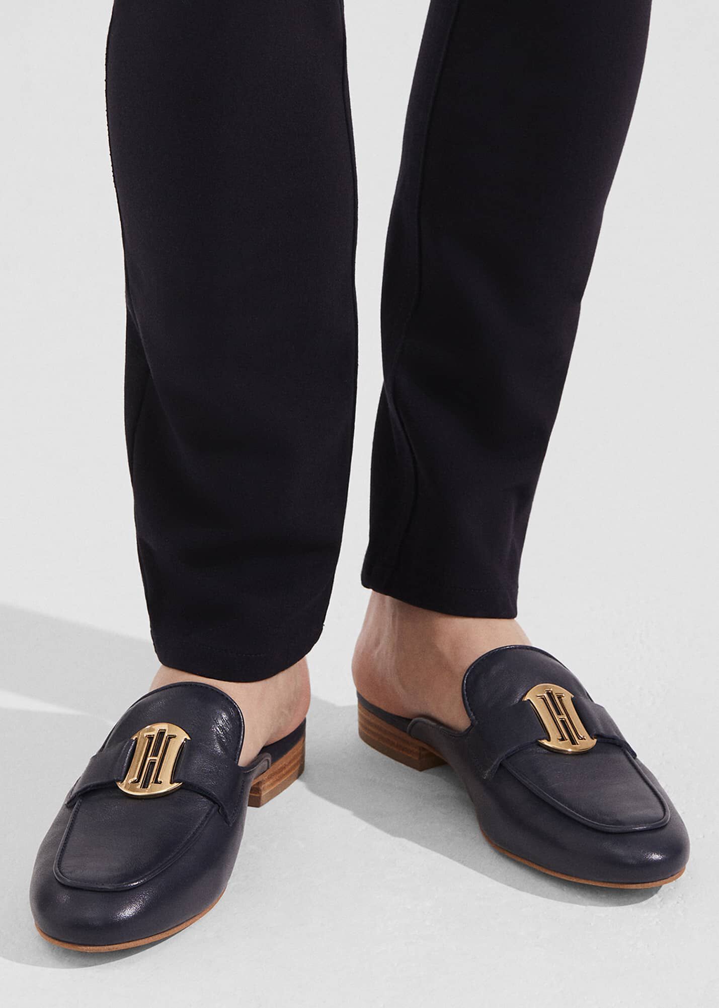 Navy clearance backless loafers