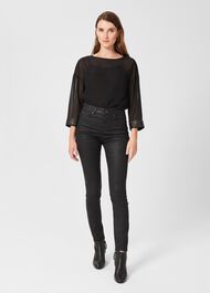 Gia Coated Jeans, Black, hi-res