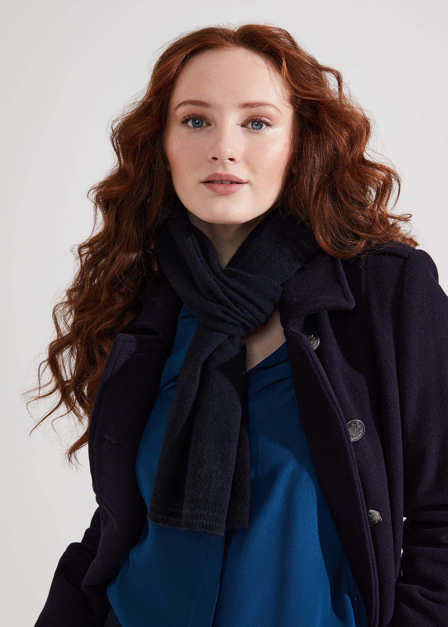 Navy cashmere wrap sales