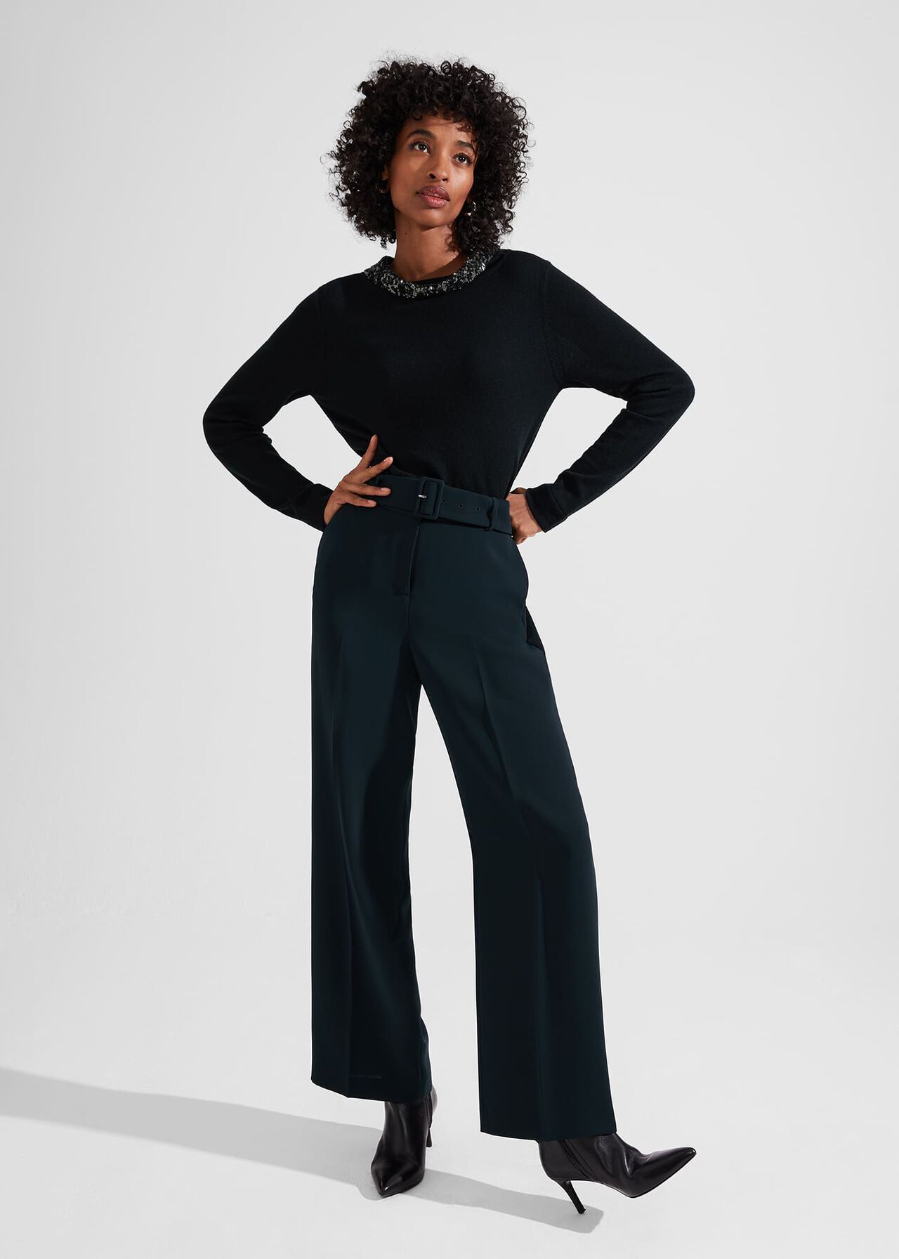 Esther Sequin Sweater With Cashmere, Forest Green, hi-res