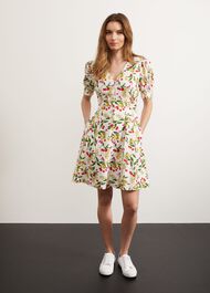 Coniston V Neck Mini Dress, Ivory Multi, hi-res